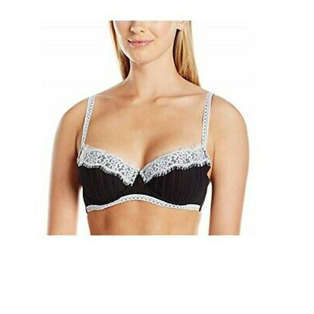 Black Multiway Underwired Push Up Bra with Lace Detail on the Cups Size 36 B